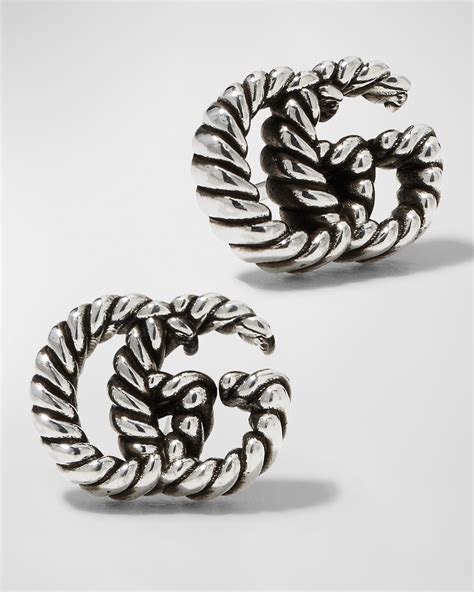 gucci gg marmont stud earrings in aged silver|gucci silver butterfly earrings.